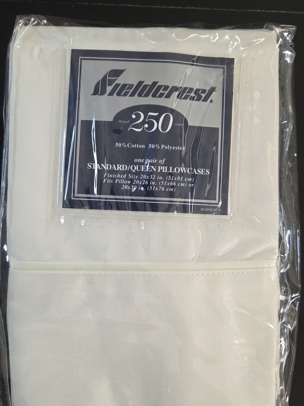 Fieldcrest 250 Thread Standard/Queen White Pillowcases